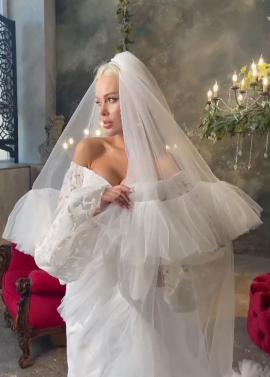 Ruffle veil Soft veil Frill tulle veil, modern wedding bridal veil, ruffle, lace, modern bohemian bridal veil