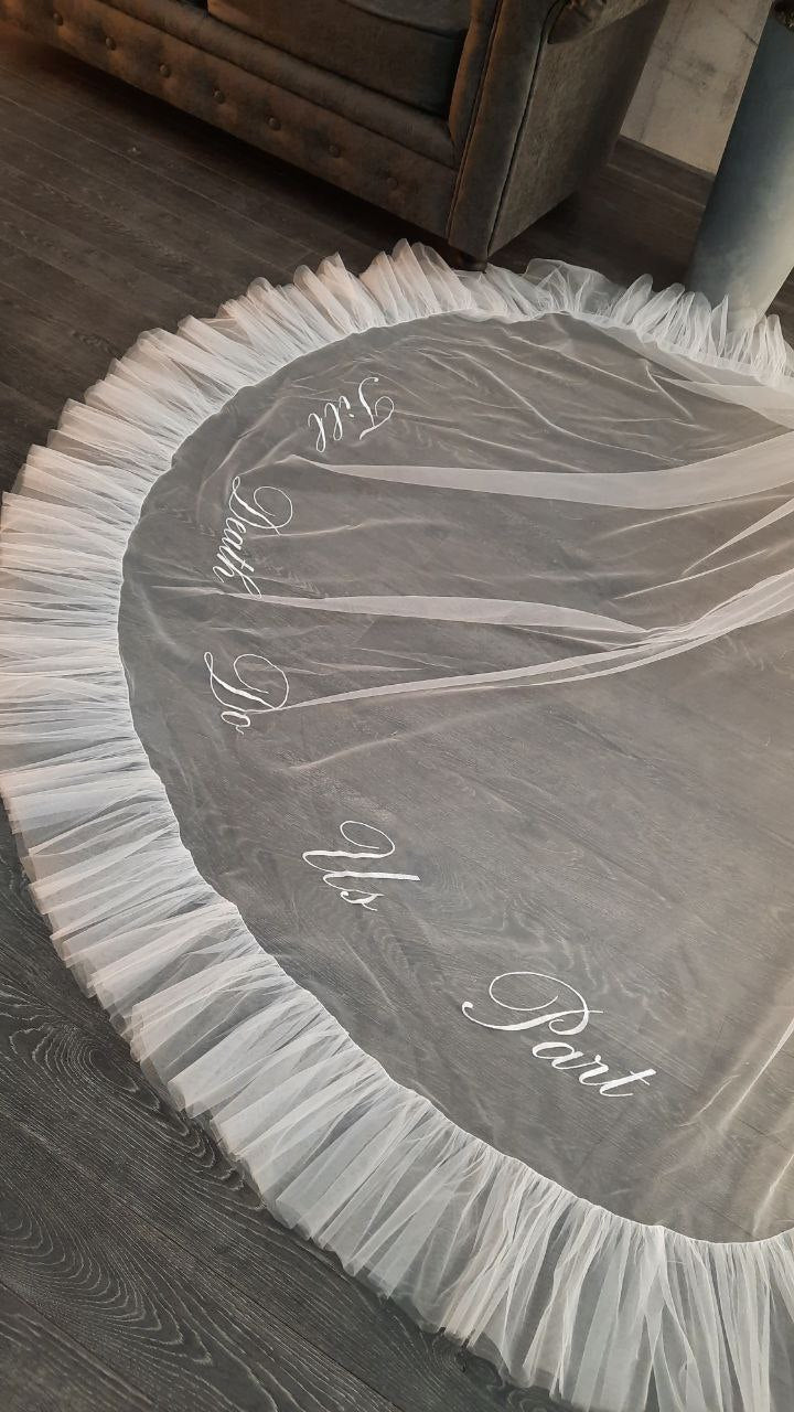 Romantic bridal veil, veil two-tiered Wedding Veil with Ruffles and Personalized Text